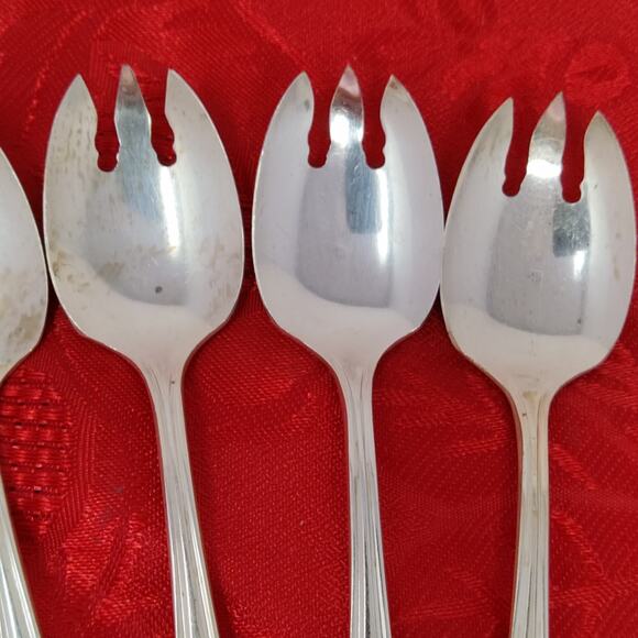 7X HAMPDEN Silverplate International Silver Wm Rogers Ice Cream Fork 5" - Picture 6 of 13